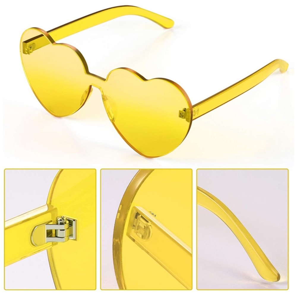 Rimless Yellow Heart Sunglasses